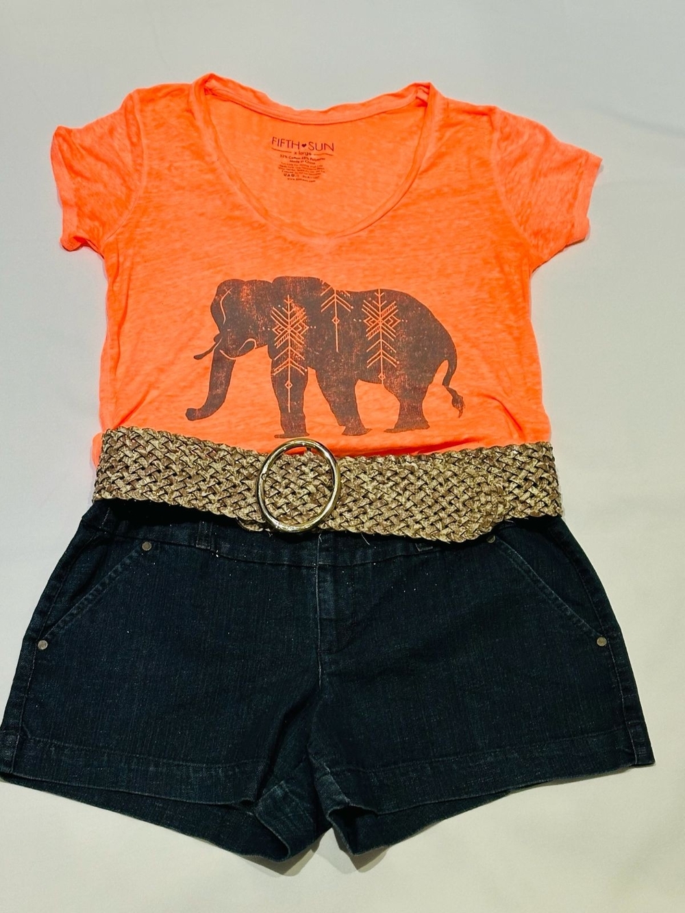 Fifth Sun Neon Coral Heather Tee with Printed Tag